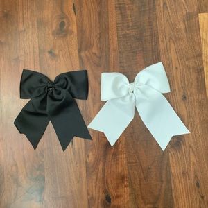 Homemade white & black cheer bows